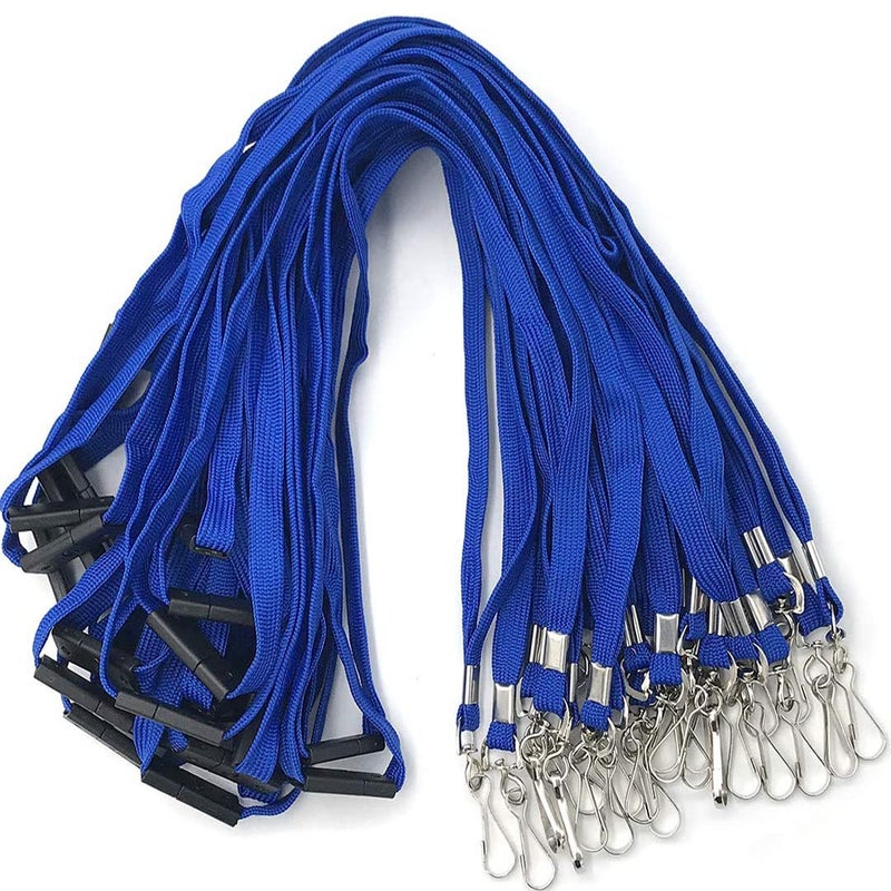 Bird Fiy Lanyards Safety Blue Lanyards Neck Flat Premium Breakaway Badge Lanyard with J-Hook for ID Nametag Badge Holder (Blue, 50 PCS) - Image 1